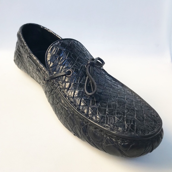 BOTTEGA VENETA BLACK CROCODILE LEATHER MOCCASINS MEN\'S US SIZE 9; EU 42; UK 8 main image 14